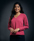 Cuff Scalloped Chiffon  Top-Pink